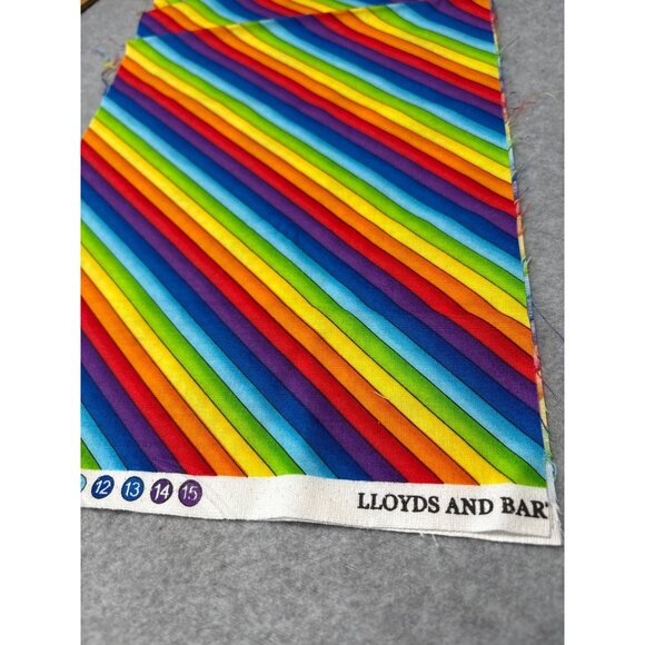 Lloyds & Barton Rainbow Striped Fabric Piece 8.5" x 44" Cotton Bright Colors Sew - Picture 2 of 6